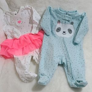 Tutu bodysuit and panda zip sleeper